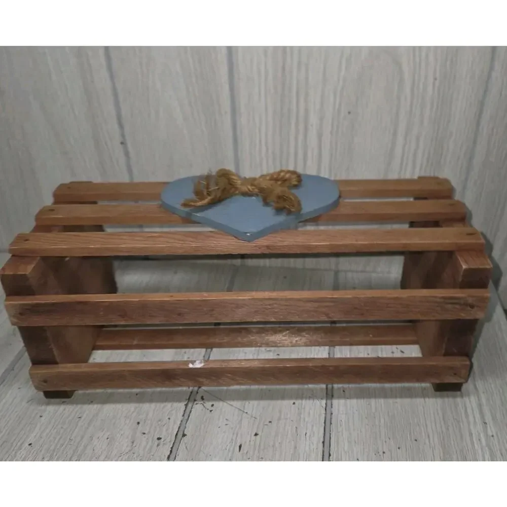 Vintage Small Wood Storage Crate Heart Farmhouse Country Heritage Miniatures